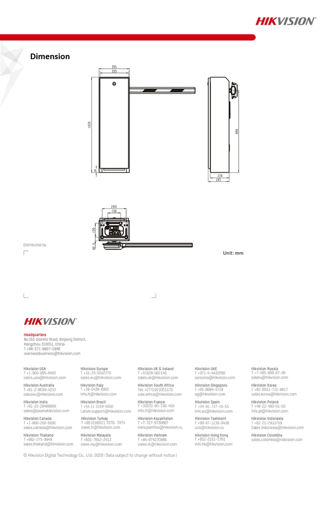 DS-TMG4B0-LA(4m) , DS-TMG4B0-LA(4m) , Boom Barrier, 4 meter left arm  
