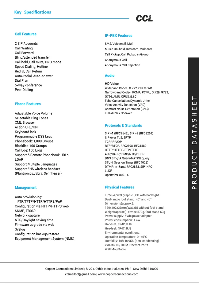 IP Phone model IPH-22with Adapter., IP Phone model IPH-22with Adapter, 2 SIP, 2 LAN Ports & Back Light Display.  