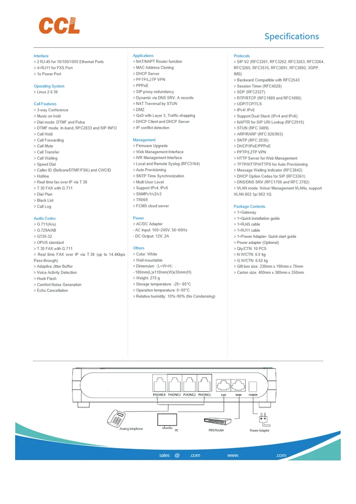 FXS Gateway-4 Ports (For Normal SLT Telephones), FXS Gateway-4 Ports (For Normal SLT Telephones)  